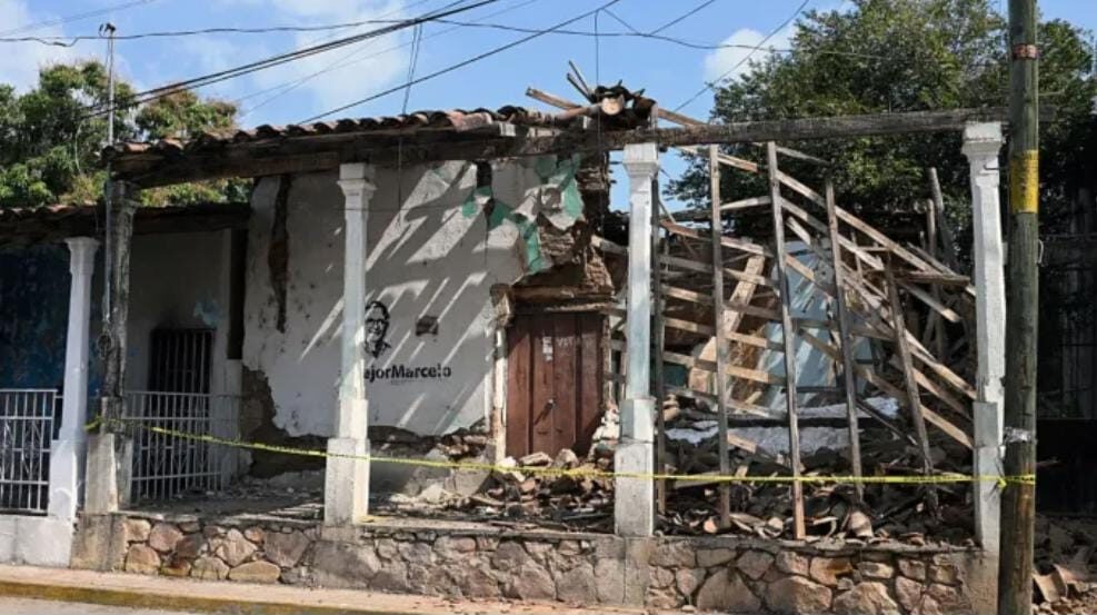 Casa dañada después del sismo de magnitud de 6.5 grados en la comunidad de San Marcos. Francisco ROBLES/ AFP vía Getty Images