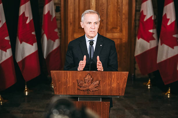 Mark Carney, Canada's prime minister, speaks in Quebec City, Quebec, Canada, on Thursday, Jan. 22, 2026. Days after his stark warning in Davos about great powers coercing smaller countries, Mark Carney returned to Canada with a message aimed at defining his country's role in a fracturing global order. Photographer: Renaud Philippe/Bloomberg via Getty Images